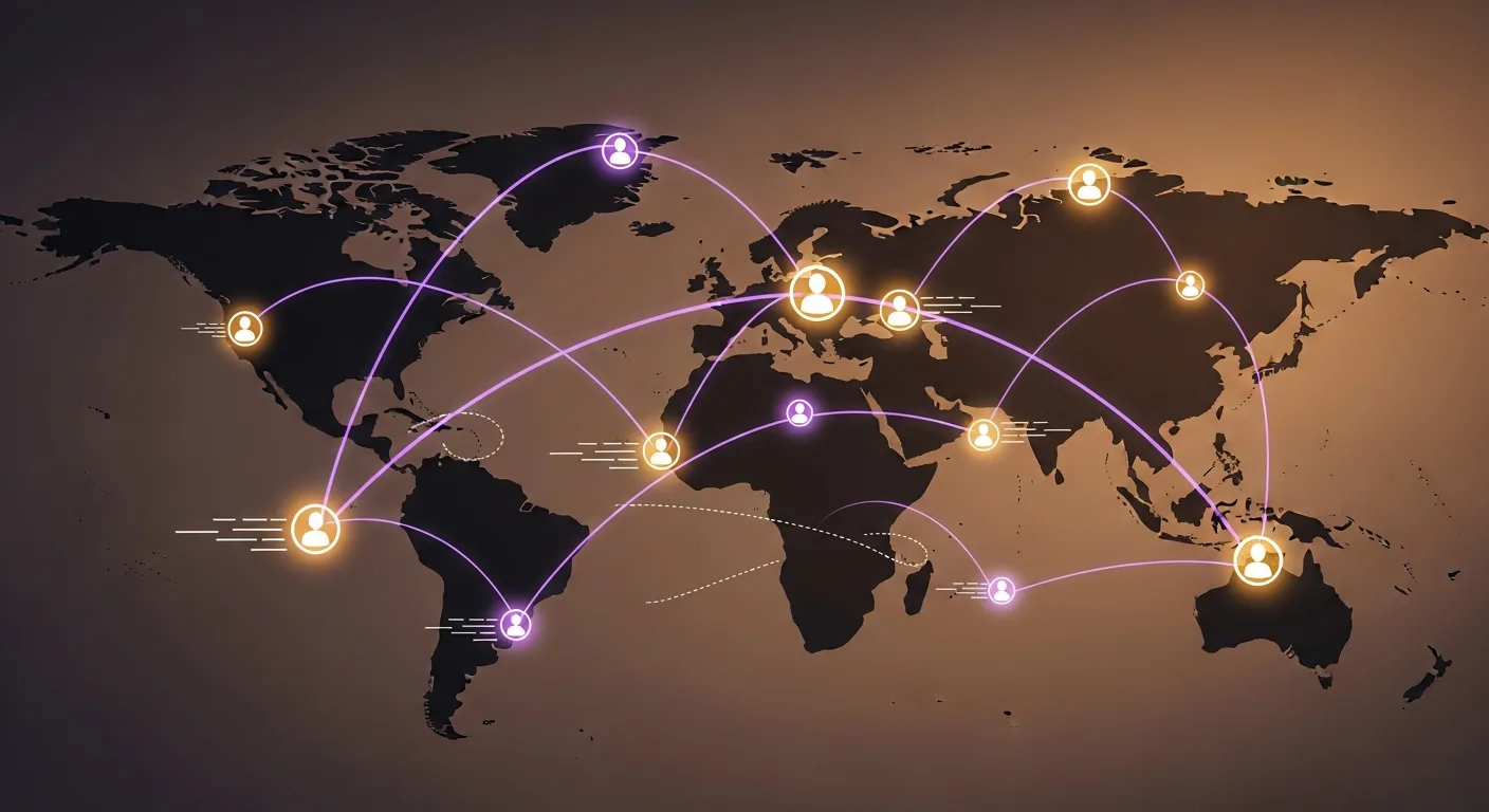 Abstract spatial composition of global teamwork across distance