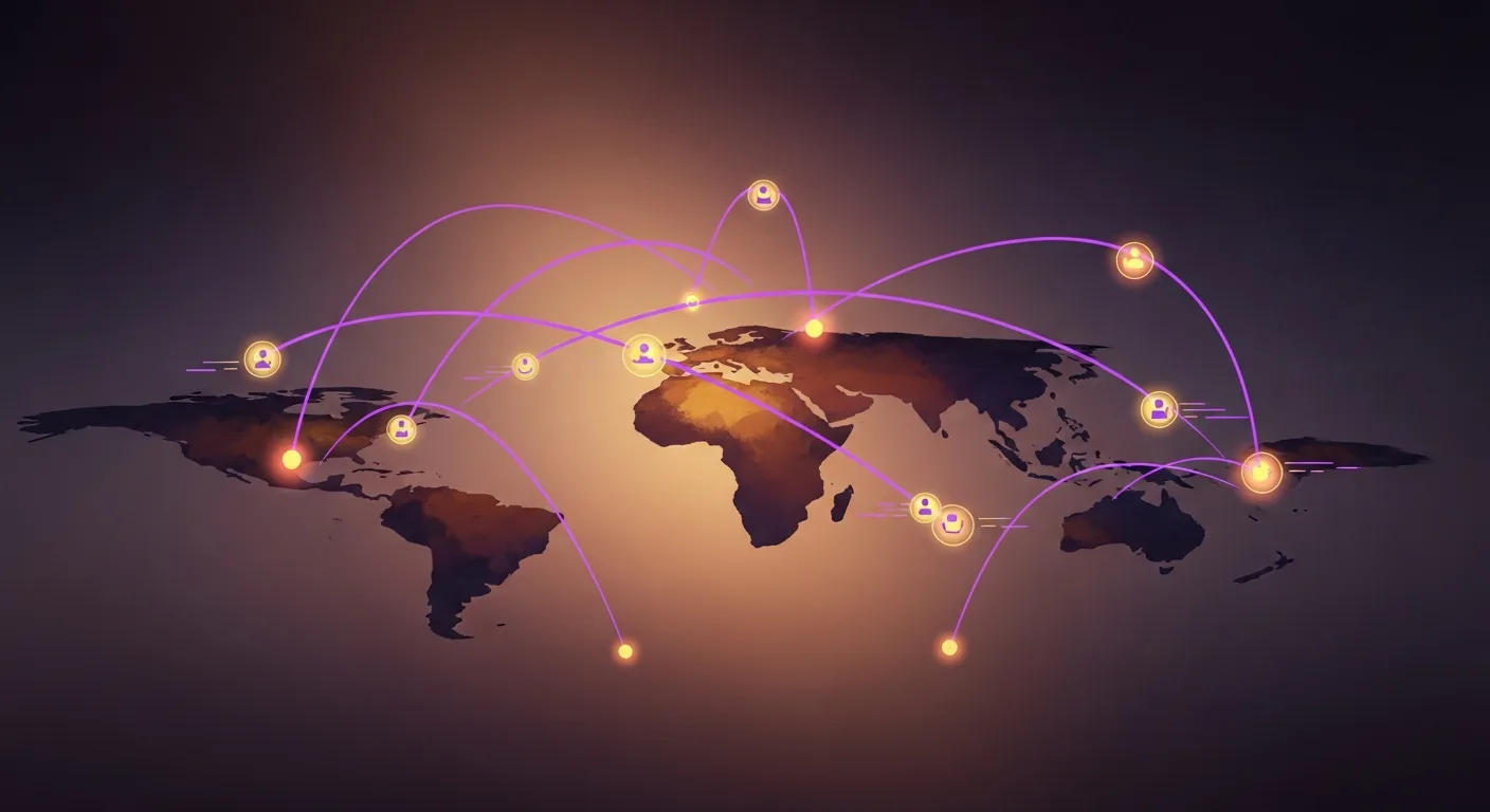 Abstract spatial composition of global team connections across continents