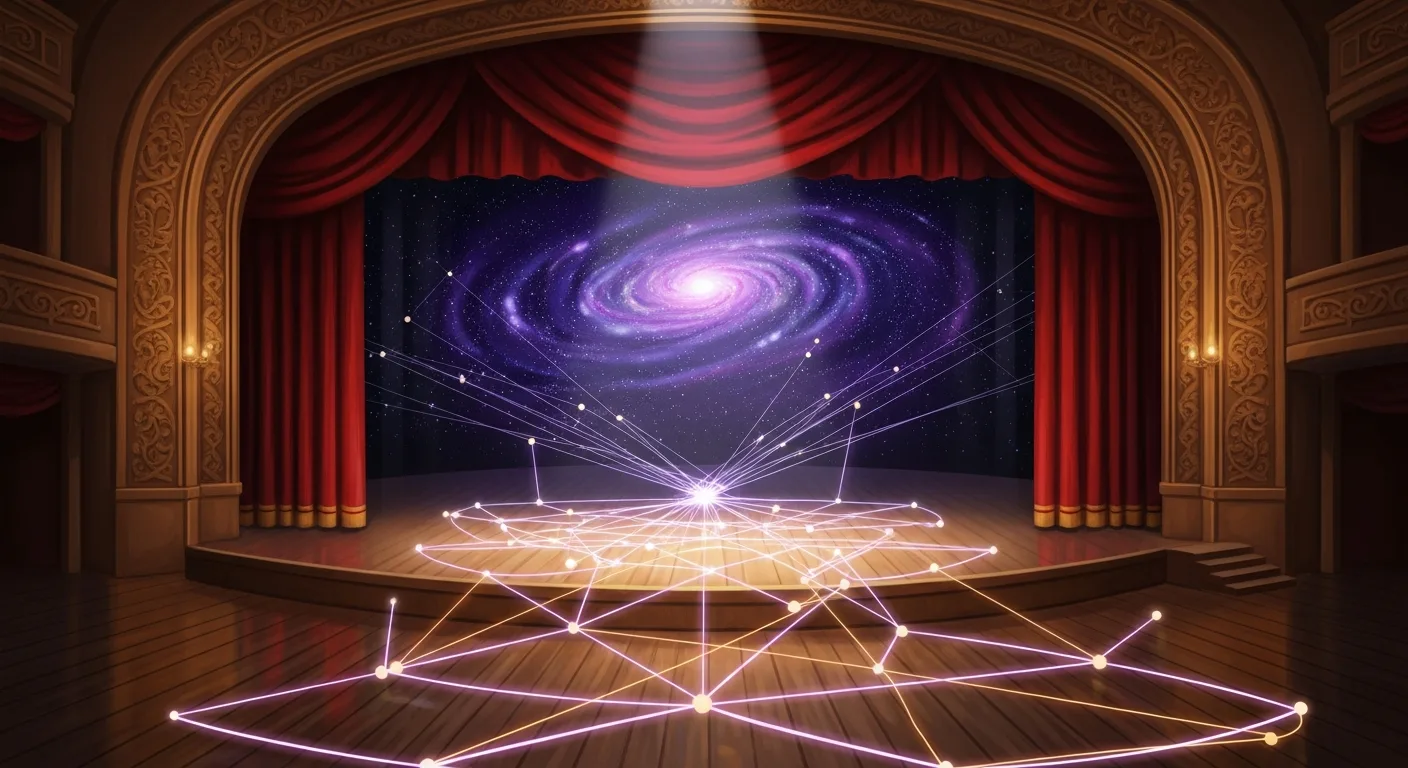 Abstract spatial composition of arcs connecting distant continents, suggesting global teamwork